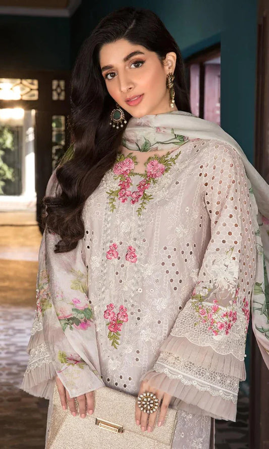 3pc Unstitched Lawn Embroidered DV-12