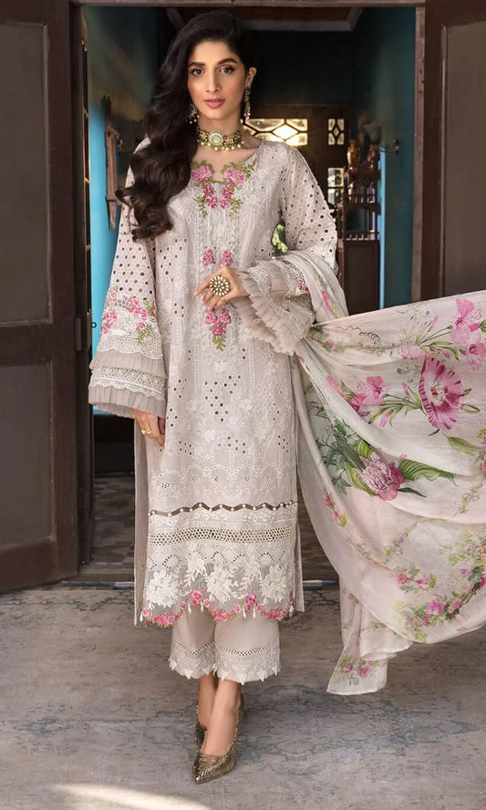 3pc Unstitched Lawn Embroidered DV-12